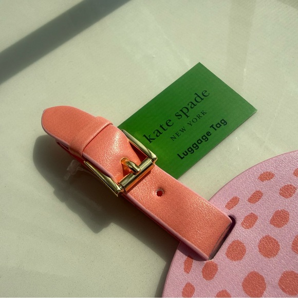 Kate Spade Pink and Orange Golf Ball Luggage Tag - Picture 4 of 6